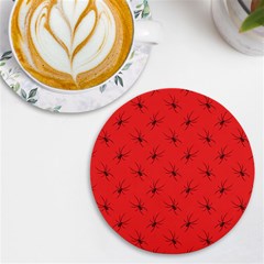Spiders Pattern Seamless Arachnids Uv Print Round Tile Coaster by Maspions