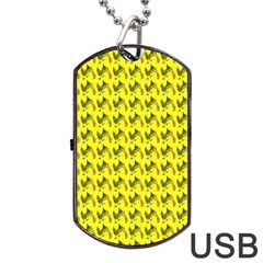 Fern Pattern 2 Yellow Dog Tag Usb Flash (two Sides) by snowwhitegirl
