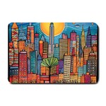 City New York Nyc Skyscraper Skyline Downtown Night Business Urban Travel Landmark Building Architec Small Doormat 24 x16  Door Mat