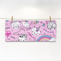 Beautiful Cute Animals Pattern Pink Hand Towel by Grandong