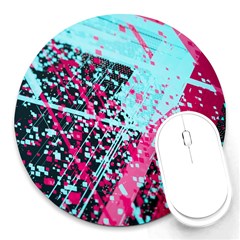 Colorful Splashes Grunge, Abstract Art Round Mousepad by kyorashop23