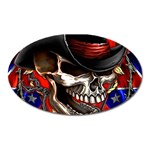 Confederate Flag Usa America United States Csa Civil War Rebel Dixie Military Poster Skull Oval Magnet Front
