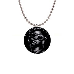 Afro Beauty Woman Portrait (ai+human) 1  Button Necklace by dflcprintsclothing