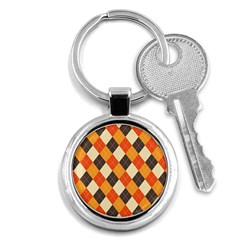 Halloween Argyle Pattern  Key Chain (round) by Safari