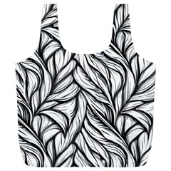 Black White Flower Texture Pattern Full Print Recycle Bag (xl) by Grandong