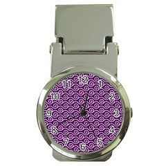 Violet White Pattern Money Clip Watches by ytdream