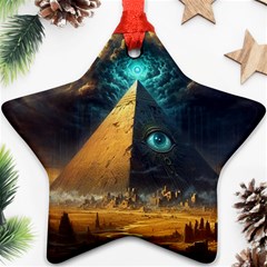 Mystic Blue Pyramid Art Ornament (star) by ExtraAwesomeSauce