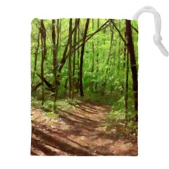 Peaceful Green Forest Walk Drawstring Pouch (5xl) by ExtraAwesomeSauce
