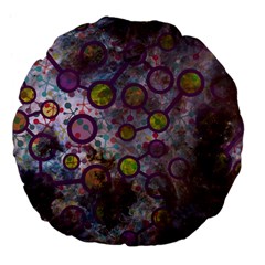 Abstract Molecular Space Art Large 18  Premium Flano Round Cushions by ExtraAwesomeSauce