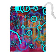 Abstract Tech Galaxy Design Drawstring Pouch (4xl) by ExtraAwesomeSauce