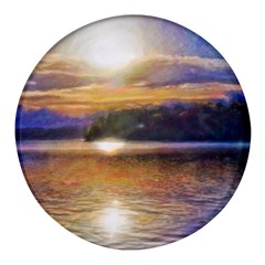 Serene Sunset Over Water Round Glass Fridge Magnet (4 Pack) by ExtraAwesomeSauce