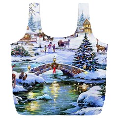 Icy Lights, Art, Christmas, Houses Full Print Recycle Bag (xxxl) by kyorashop23