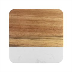 Colorful Bitcoin Pattern Marble Wood Coaster (square) by ExtraAwesomeSauce