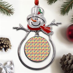 Colorful Bitcoin Pattern Metal Snowman Ornament by ExtraAwesomeSauce