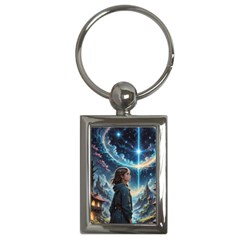 Enchanting Fantasy Night Sky Scene Key Chain (rectangle) by ExtraAwesomeSauce