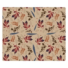 Leaves Pattern Teal Seamless Fall Premium Plush Fleece Blanket (small) by Posterlux