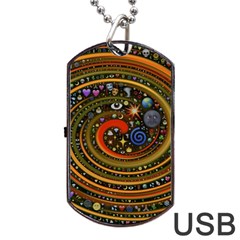 Swirl Vortex Emoji Cyclone Motion Art Dog Tag Usb Flash (two Sides) by Paksenen