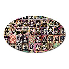 Spanish Gothic Girls Pattern Oval Magnet by violetheavensky