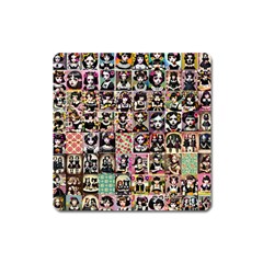 Spanish Gothic Girls Pattern Square Magnet by violetheavensky