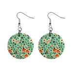 Retro 1960s Flowers Pattern 3 Mini Button Earrings Front
