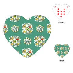 Retro 1960s Flowers Pattern 2 Playing Cards Single Design (heart) by violetheavensky