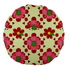 Retro 1960s Flowers Pattern 4 Large 18  Premium Flano Round Cushions by violetheavensky