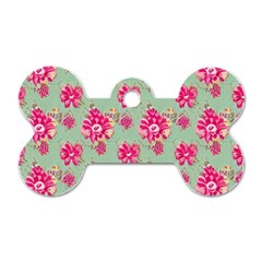 Retro 1880s Flowers Pattern 11 Dog Tag Bone (two Sides) by violetheavensky