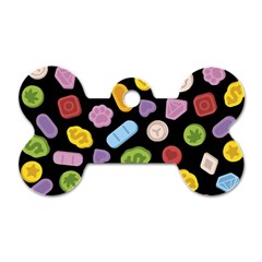 Ecstasy Pills Pattern Dog Tag Bone (two Sides) by Valentinaart