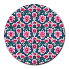 Retro 1880s Flowers Pattern 22 Round Mousepad by violetheavensky
