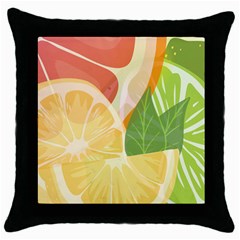 Citrus Fruit Healthy Vitamin Throw Pillow Case (black) by Paksenen