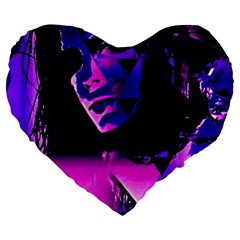 Counting Coup Ultraviolet Large 19  Premium Flano Heart Shape Cushions by MRNStudios