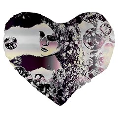 Marina Paper Cut Large 19  Premium Flano Heart Shape Cushions by MRNStudios