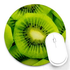 Kiwi Fruits, Close-up, Exotic Fruit Round Mousepad by kyorashop23