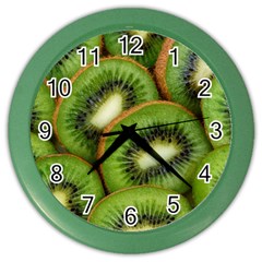 Kiwi Texture, Background With Kiwi, Fruits, Kiwi Color Wall Clock by kyorashop23