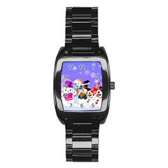 Let s Have Fun With Snowmen Stainless Steel Barrel Watch by kyorashop23