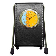 Orange, Slices, Fruit, Citrus Pen Holder Desk Clock by kyorashop23