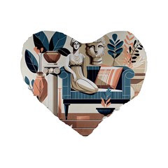 Sculpture Statue Angel Artwork Standard 16  Premium Flano Heart Shape Cushions by Salmanaz77