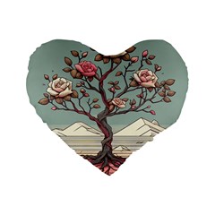 Roses Flowers Bloom Nature Blossom Standard 16  Premium Flano Heart Shape Cushions by Salmanaz77