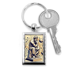Thinker Sculpture Design Geometric Key Chain (rectangle) by Salmanaz77