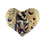 Thinker Sculpture Design Geometric Standard 16  Premium Flano Heart Shape Cushions Back