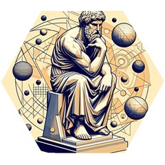 Thinker Sculpture Design Geometric Wooden Puzzle Hexagon by Salmanaz77