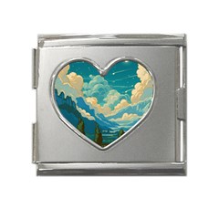 Mountains Rural Countryside Sky Mega Link Heart Italian Charm (18mm) by Salmanaz77