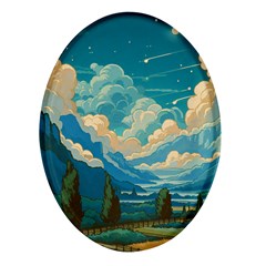 Mountains Rural Countryside Sky Oval Glass Fridge Magnet (4 Pack) by Salmanaz77
