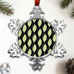 Brown Minimalist Leaves Metal Small Snowflake Ornament by ConteMonfrey