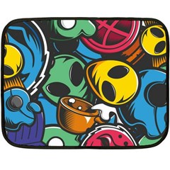 Funky Alien Pattern Abstract Colourful Drawing Fleece Blanket (mini) by Posterlux