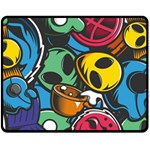 Funky Alien Pattern Abstract Colourful Drawing Two Sides Fleece Blanket (Medium) 58.8 x47.4  Blanket Back