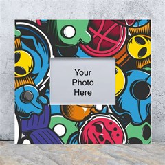 Funky Alien Pattern Abstract Colourful Drawing White Wall Photo Frame 5  X 7  by Posterlux