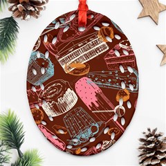 Sweet Food Seamless Pattern Ornament (oval Filigree) by Paksenen