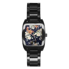 Japanese Wave Koi Illustration Pattern Stainless Steel Barrel Watch by Ndabl3x