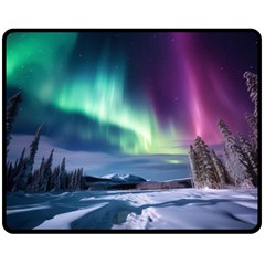 Northern Lights Aurora Night Nature Two Sides Fleece Blanket (medium) by Posterlux